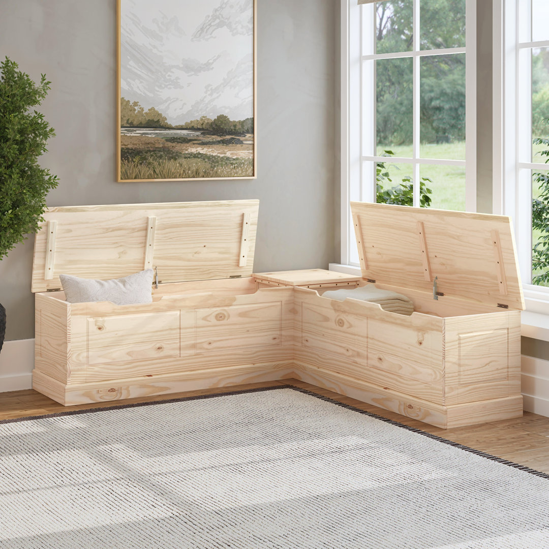 Eslick Solid Wood Corner Breakfast Nook Bench with Storage